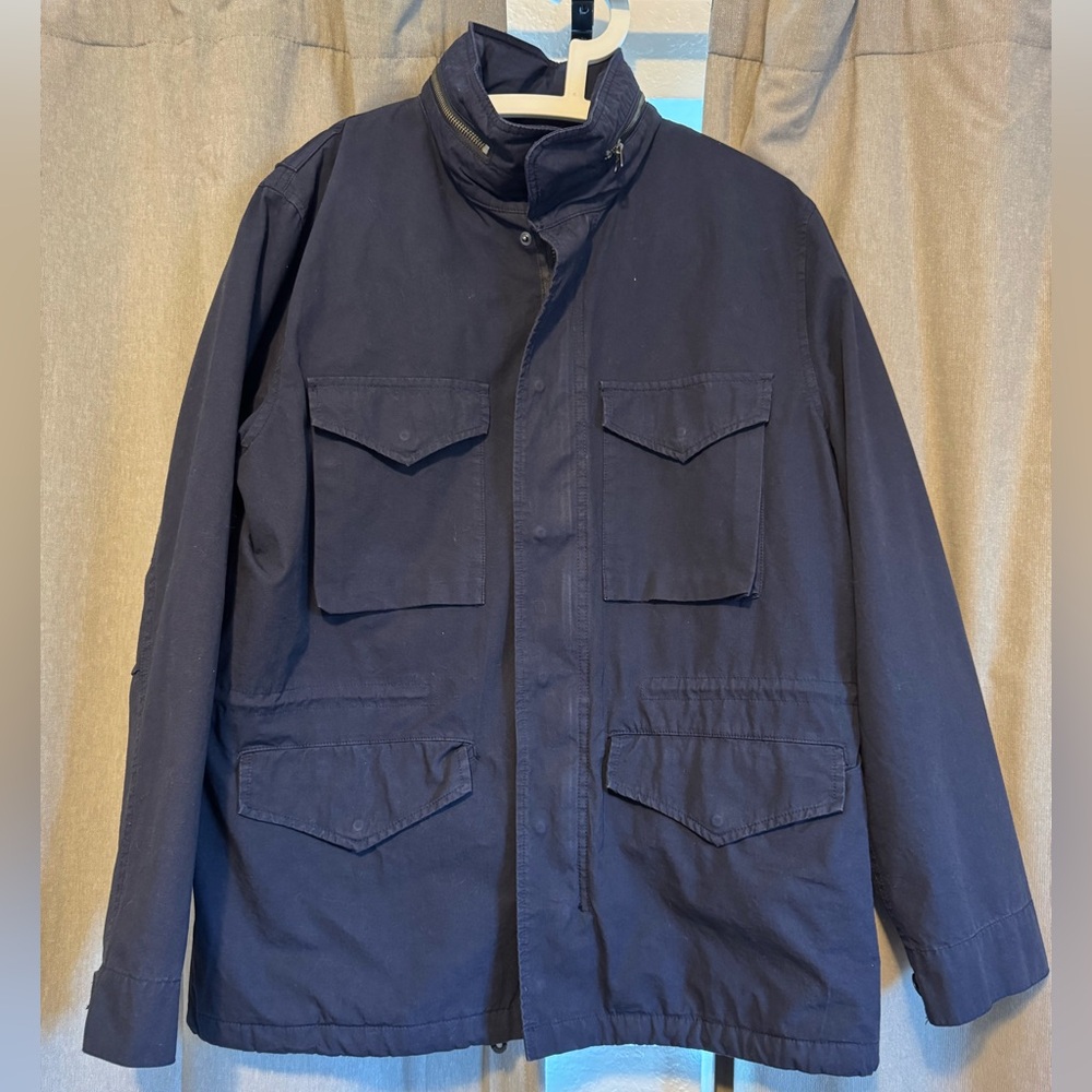 J Crew men’s field jacket, blue. Size L